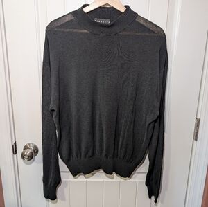 Vintage Baracuta Silk Blend Knit Mock Turtle Neck Sweater Men's Large Black